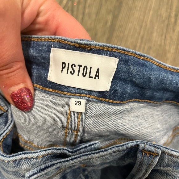 PISTOLA Arielle Skinny Scissor Cut Hem Jeans Mid Rise Light Wash Blue Size 29 - Picture 7 of 11